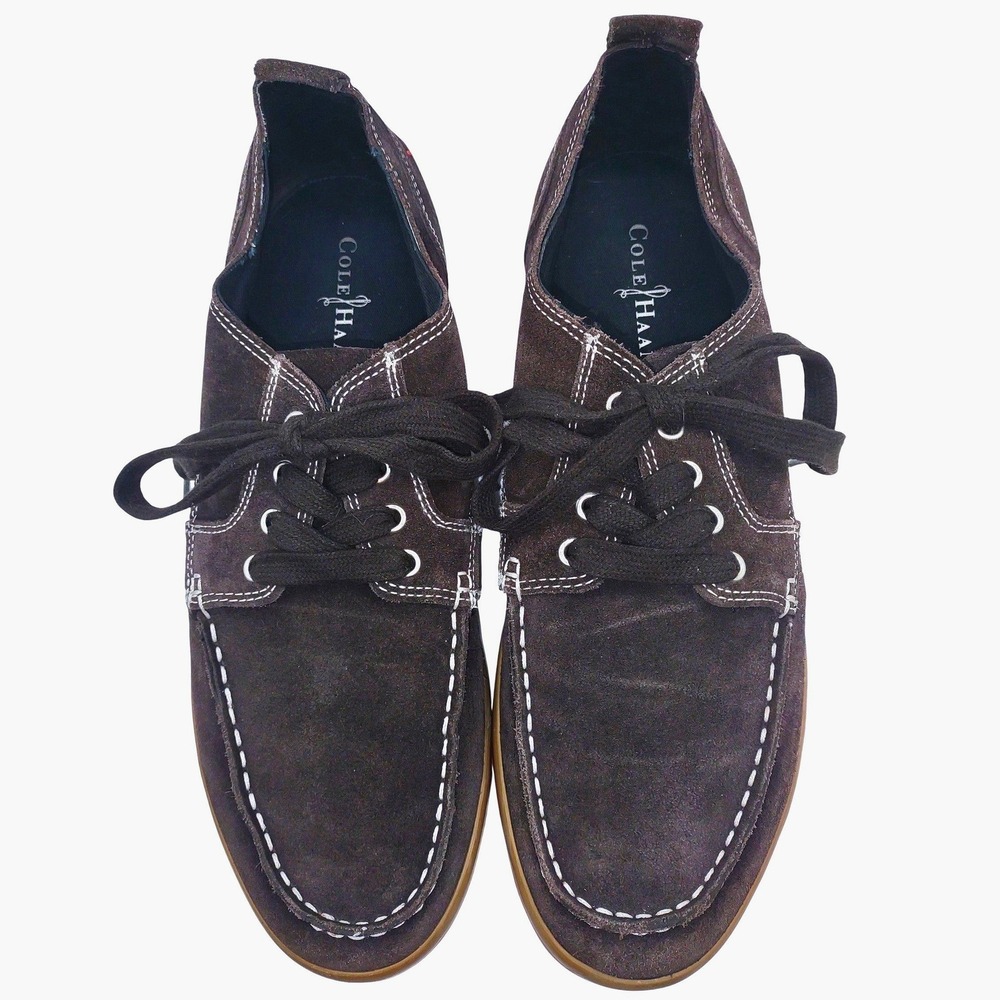 Cole Haan Dominick Boat Shoes Brown Suede Nike Air Sole Mens 13M Moc Toe C09680 - Picture 2 of 12